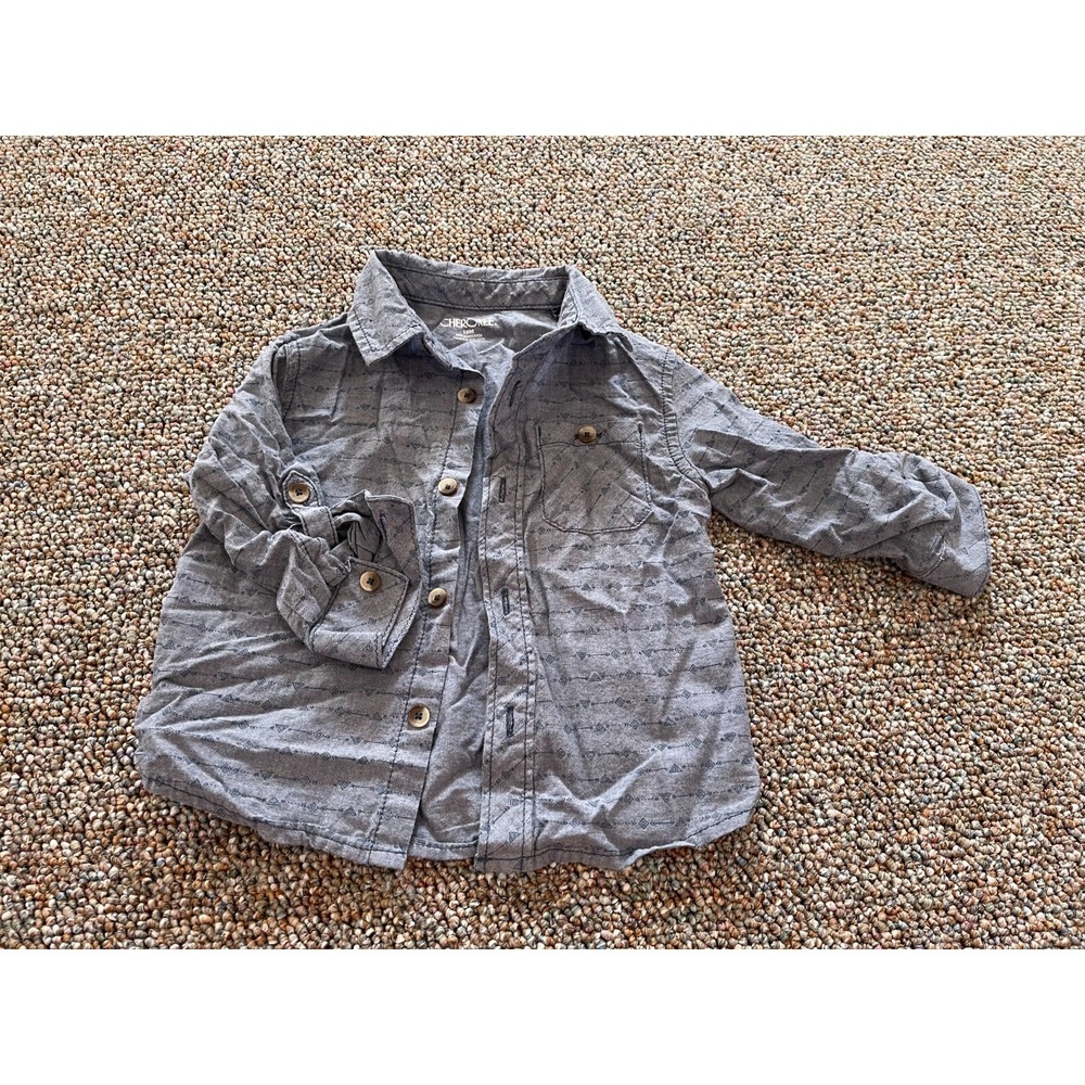 Cherokee Boys Blue Arrow Patterned Button Up Shirt 18M